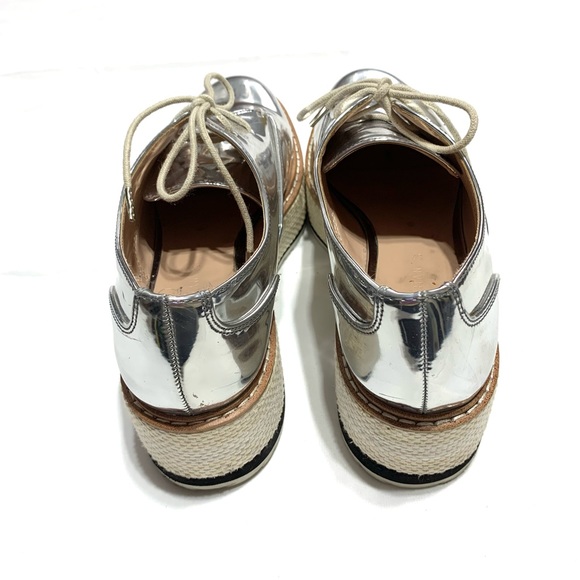 Zara Metallic Silver Platform Lace Up Shoes Size 37/US 6.5 - Picture 8 of 13